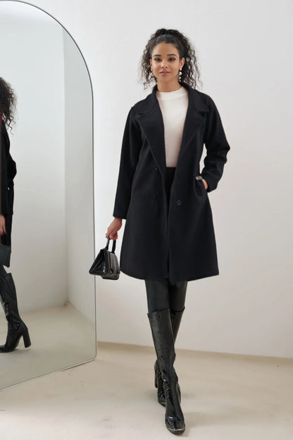 Manteau Long en Laine - Élégance Sobre